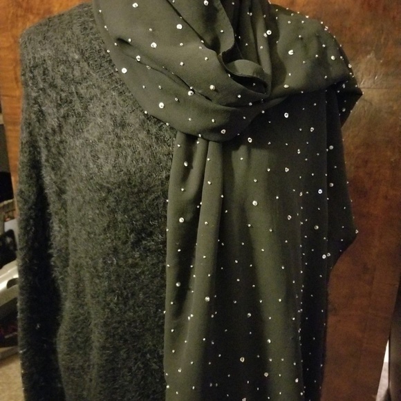 VTG Women's Black Sequin Evening Wrap Prom Scarf - Picture 4 of 6